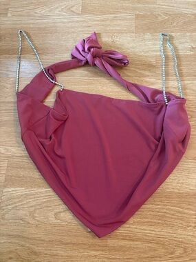 Forever 21 Rhinestone Strap Bandana Halter Top in Mauve